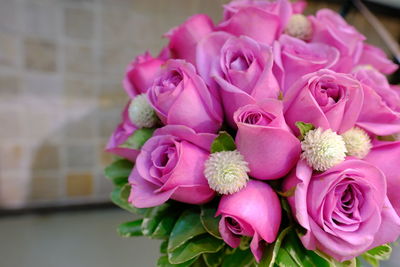 Close-up of pink rose bouquet