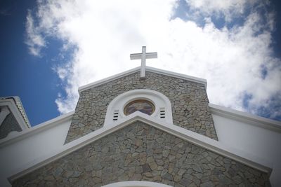 Low angle view of temple against sky