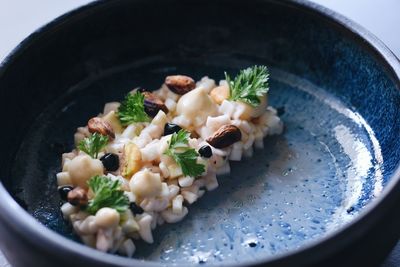 High angle view of food in bowl