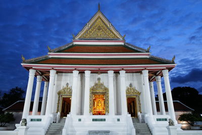 Low angle view of temple building against sky