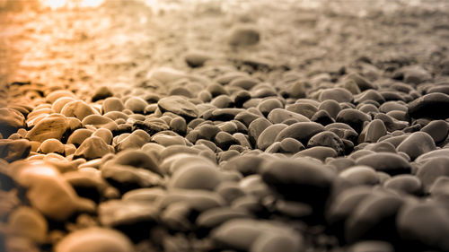 Close-up of pebbles on beach