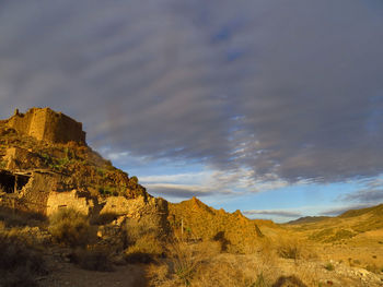 Low angle view of mountain against sky