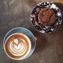 High angle view of coffee on table