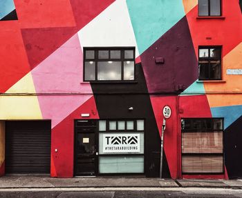 Red door of building