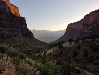 Scenic view of mountains against clear sky