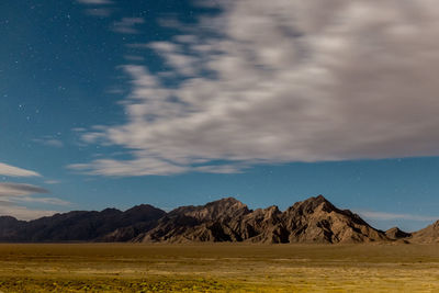 Scenic view of mountains against cloudy sky