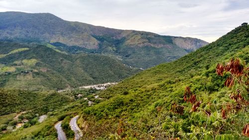 Scenic view of mountains against sky