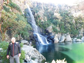 Scenic view of waterfall