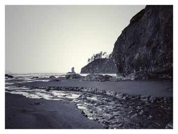 Scenic view of beach against clear sky