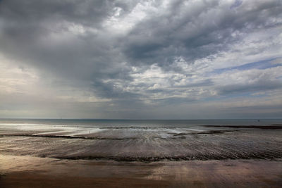 Scenic view of sea against cloudy sky