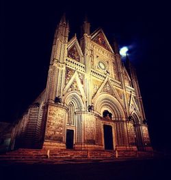 Low angle view of church at night