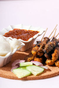 Close-up of breakfast served on table