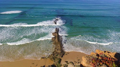 High angle view of beach against sky