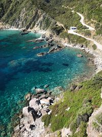 High angle view of sea