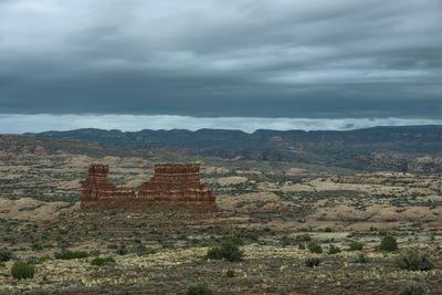 Aerial view of landscape against cloudy sky