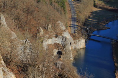 High angle view of bridge over river