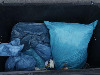 High angle view of garbage bin