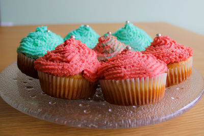 Close-up of cupcakes on table