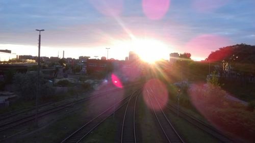 Railroad track at sunset