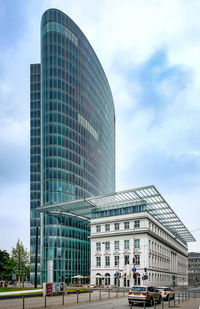 Low angle view of modern building against sky