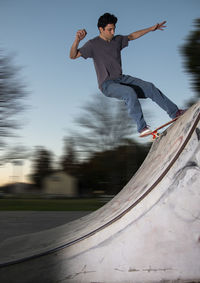 Skateboarder in a ramp