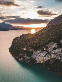 Scenic view of sea against sky during sunset