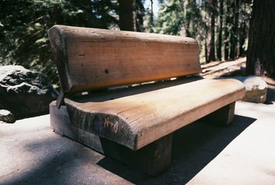 Close-up of bench in park