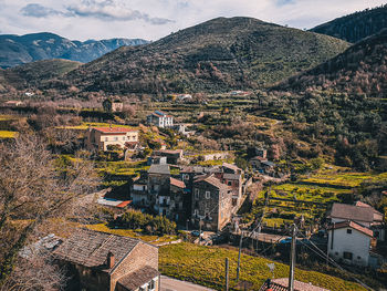 High angle view of townscape against sky