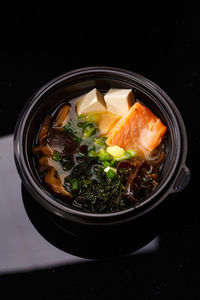 High angle view of food in bowl