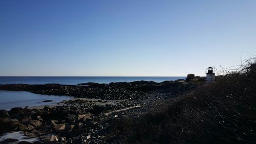 Scenic view of sea against clear sky