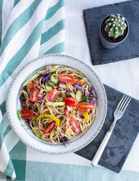 High angle view of food in bowl