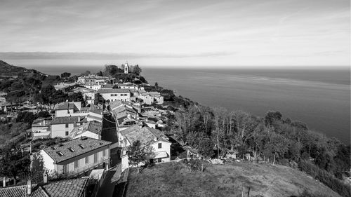 Italy, november 19, 2023 - aerial view of the small medieval village of fiorenzuola di focara