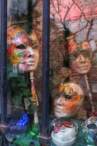 Masks for display at store during venice carnival