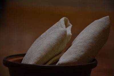 Close-up of bread in plate