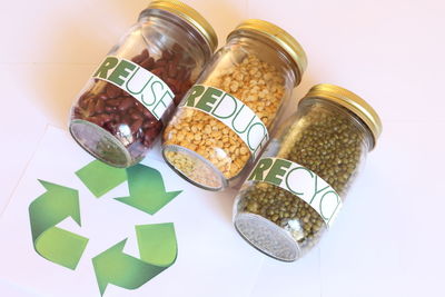 Close-up of drink in jar