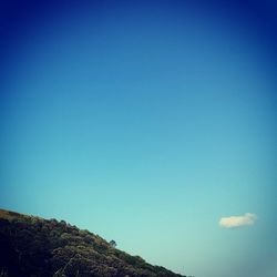 Low angle view of trees against clear blue sky