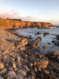 Scenic view of sea against sky during sunset