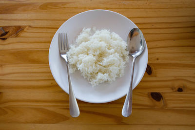 High angle view of meal served on table