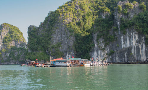 Scenic view of sea against mountain