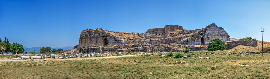 Built structure against clear blue sky