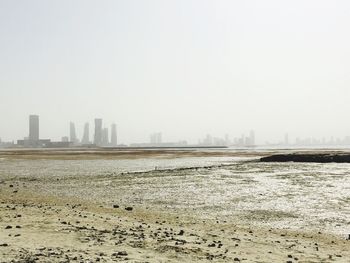 View of calm sea against clear sky