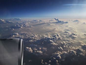 Aerial view of cloudscape seen from airplane