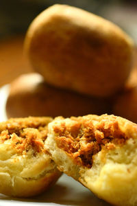 Close-up of breakfast served in plate