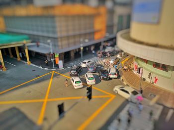 High angle view of traffic on city street