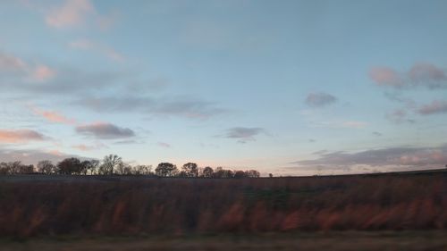 Scenic view of field against sky during sunset