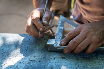 Man working on table