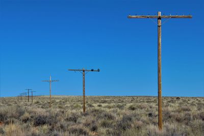 Abandoned telephone poles along old route 66 in arizona desert