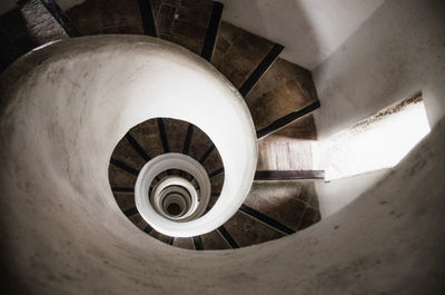 High angle view of spiral staircase