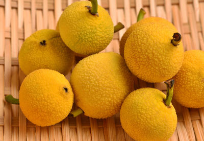 High angle view of fruits on table