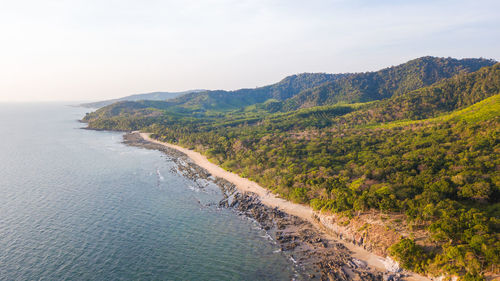 An aerial view of khlong hin beach at lanta noi island, south of thailand krabi province, 